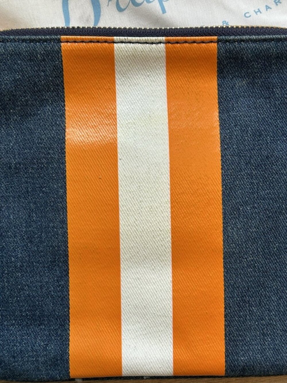 Draper James Purse Orange Blue Denim 'Go Y'all' Clutch Bag UT Tennessee Auburn - Picture 11 of 14
